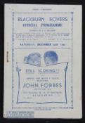 1946/47 Blackburn Rovers v Manchester Utd 14 December 1946. Slight crease, slight rusty staple.