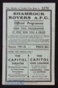1941/42 League of Ireland Shamrock Rovers v Linfield 23 November 1941 match programme. Slight