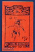 1929/30 Arsenal v Queens Park Rangers combination match programme 21 September; slight crease,