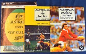 1985 Australian Test Trio of Rugby Programmes (3): Large clean colourful issues for 1st Test v