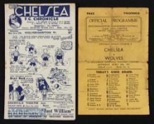 1946/47 Wolverhampton Wanderers v Chelsea (26 April) match programme plus reverse fixture Chelsea at