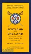 1945 Rare Wartime Rugby Programme: England v Scotland: Again at Leicester for Charities but once