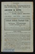 1934/35 Crittall Athletic v Harwich & Parkeston FAC 29 September 1934, creases, name on cover.