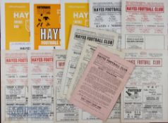 Selection of Hayes FC match programmes 1946/47 Leytonstone, Wealdstone 1958/59 Harwich & Parkeston