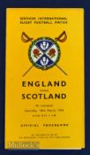 1944 Rare Wartime Rugby Programme, England v Scotland: At Leicester but, provoking a real double-