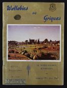 Very Rare 1963 Griquas v Australia Rugby Programme: Wallabies match programme on tour of S Africa,