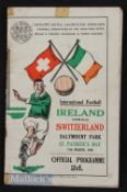 1936 F.A.I.F.S Ireland v Switzerland at Dalymount Park international match programme St Patrick’s