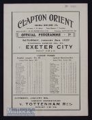 1936/37 Clapton Orient v Exeter City Division 3 (S) match programme 2 January 1937. Good.