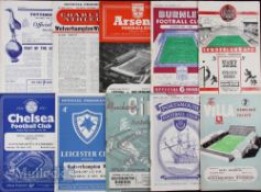 1954/55 Selection of Wolves away league match programme to include Arsenal, Portsmouth, Aston Villa,