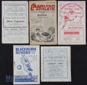 Programme selection to include 1945/46 Barnsley v Rotherham Utd, 1946/47 Charlton Athletic v