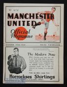 1932/33 Manchester Utd v Tottenham Hotspur Div. II match programme 21 January 1933; score to team