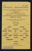 1949/50 Wolves public trial match programme Colours v Whites 13 August 1949, single sheet, pencil