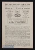1944/45 War League south Port Vale v Wolves 2 December 1944 at Bryan Street, 4 pages. Good, team