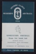 Melbourne Olympic games football ¼ finals 28 Nov/1st Dec 1956 to include USA v Yugoslavia, Indonesia