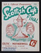 1950/51 Scottish Cup Final Celtic v Motherwell at Hampden. Good, team changes