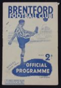 1946/47 Brentford v Manchester Utd 12 April 1947. Slight tear to top edge, crease.