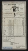 1922/23 Pre-league Carlisle Utd v Northern Nomads friendly match programme at Brunton Park 28