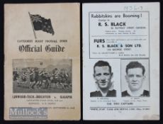 1937/1943 Rugby Programmes from NZ: Otago v Southland July ‘37 (lacking covers but v detailed with