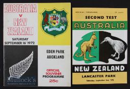 1972 New Zealand v Australia Rugby Programmes (2): Second and Third tests of the 1972 series in