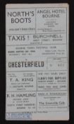 1949 Bourne Hospital Cup Final Bourne Town v Chesterfield match programme 14 May 1949, fold out