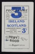 1950 Ireland v Scotland Rugby Programme: Issue from the Dublin clash. One pocket fold otherwise