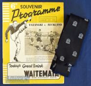 Scarce NZEF 1941-46 Rugby Tie & 1940 NZ Programme: Lovely reminder of the NZ contribution to the war