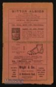 1927/28 Witton Albion v Stalybridge Celtic match programme 21 January. Creased, worn, fair at best.