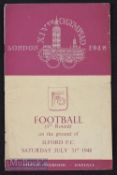London Olympic games 31 July 1948 India v France at Ilford. Creases, slight tear.