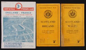 1951 Five Nations Rugby Programme Trio (3): Scotland v champions-to-be Ireland (5-6) & v Wales (19-