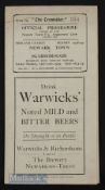 1938/39 Newark Town v Scarborough Midland League 10 April 1939 at Muskham Road gatefold type. Good.