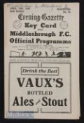 1946/47 Middlesbrough v Blackpool 19 April match programme, has writing to cover.