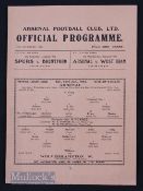 1945/46 War League south Arsenal v Wolverhampton Wanderers 29 December 1945 single sheet. Slight
