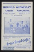 1950/51 Sheffield Wednesday v Manchester United/Chelsea, double issue match programme. Good.