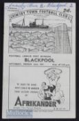 1946/47 Grimsby Town v Blackpool 22 March match programme. Writing to cover & half times.