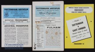 Selection of match programmes at Tottenham Hotspur v Fulham London Challenge Cup semi-final 4