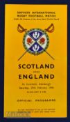1943 Rare Wartime Rugby Programme, Scotland v England: Again at Inverleith with a wartime