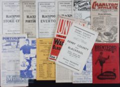 1946/47 Blackpool home match programmes Stoke City, Portsmouth, Liverpool, Everton; aways at Preston