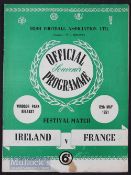 1951 Festival of Britain Ireland v France programme at Windsor Park. Slight mark, team changes.