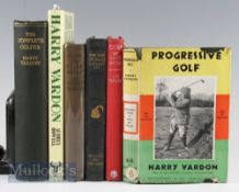Assorted Golfing Books titled include The Complete Golfer by Harry Vardon 1917, How to Play Golf
