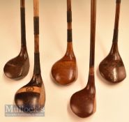 5x Various woods to include a large head rangefinder brassie, Bob James small head brassie, W