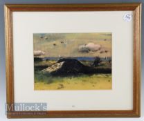 Interesting colour golf print entitled ‘The Bridge St Andrews’ Riley 76 to bottom corner, framed