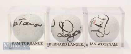 3x European Ryder Cup Captains signed golf balls from 2002-2006 to incl Sam Torrance (02), Bernard