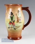 Royal Doulton Golfing Kingsware Series Ware Quart Pitcher c1930s - light coloured finish with