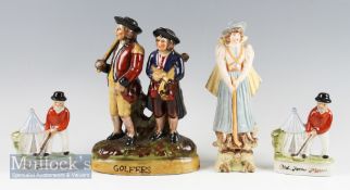 Golfing Figure Ornament Selection (4) incl early 20th Century Continental figure of a standing