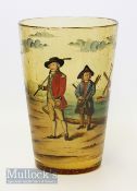 Early 20th c Golfing Soda Glass Painted Vase c1920 – hand painted in enamel of the famous golfing