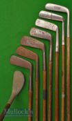 8x Various putters including Forgan shallow thick head swan neck blade, Vickers No.13 straight