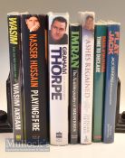 Selection of Signed Cricket Books including Playing with Fire, The Autobiography of Wasim Akram,