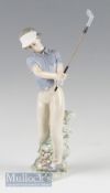 Nao Bone China Lady Golfer Figure – height 28cm, with makers backstamp and impressed marks to