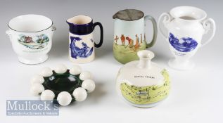 Mixed Golfing Ceramics Selection – incl DJC Golfing Collectable Still Waters Run Deep blue and white