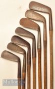 7x various mostly smf irons and a putter – incl mid irons, mashies and mashie niblicks together with